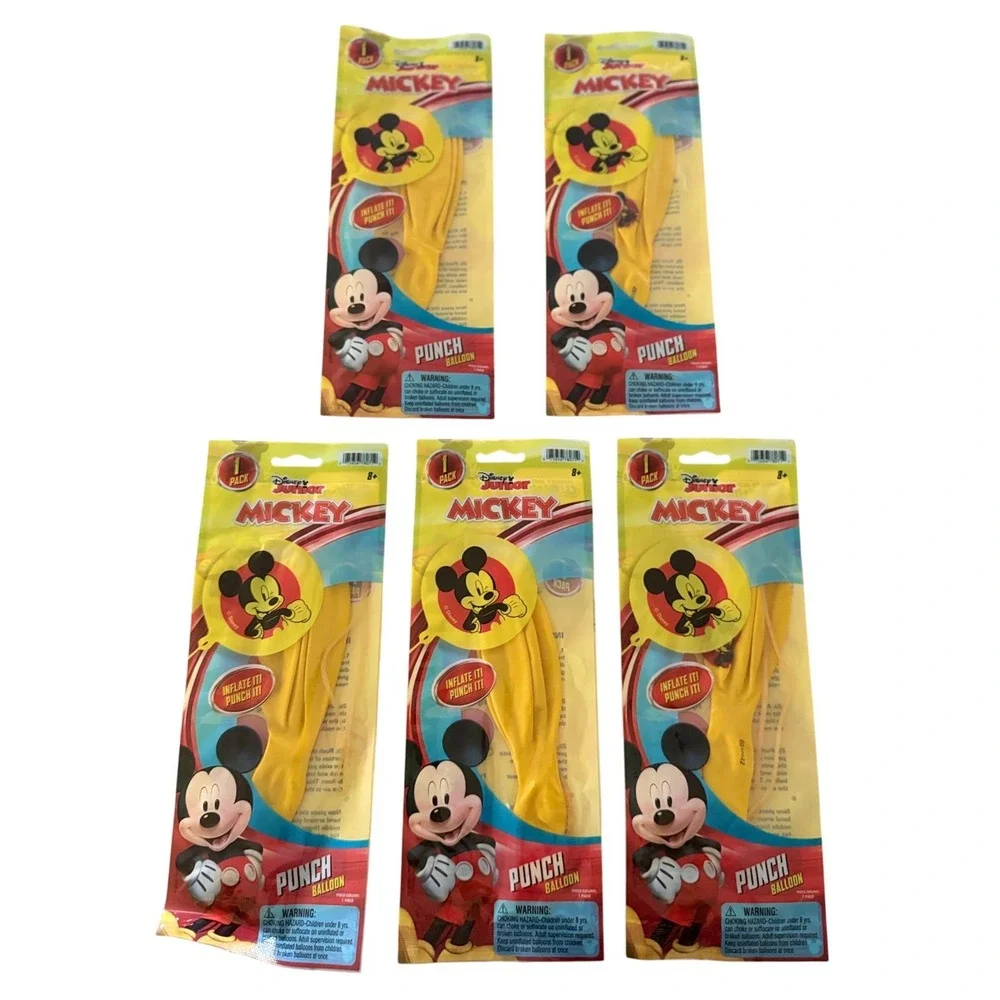 LOT of 5 Disney Junior Mickey Mouse‎ Punch Balloons Yellow Party Favors Ja-Ru